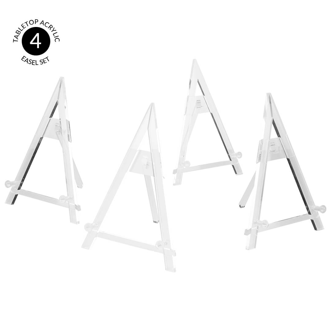 Koyal Wholesale Acrylic Easel Tabletop Stands 4-Pack, Clear Lucite Floating  Baby Easel Displays for Seating Chart